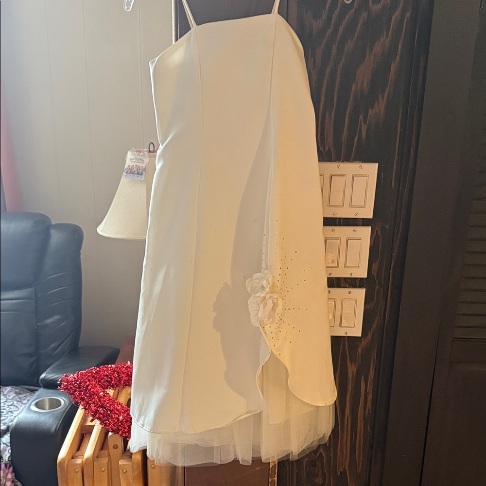 Elegant Ivory Flower girl dress  Floral Detail